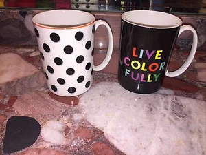 NWT Lenox Kate Spade LIVE COLORFULLY Spots Polka Dot Gift Coffee Tea Mug Set 2 - Picture 1 of 6