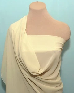 DOUBLE CREPE GEORGETTE FABRIC BEIGE 9940 60" BTY CLOTHING, SEMI SHEER - Picture 1 of 11