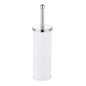 Toilet Brush & Holder Set Matt Finish Stainless Steel-White - Picture 1 of 4