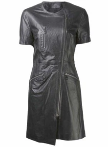Vestido de cuero genuino, hecho a mano vestido de cuero de cordero, talla grande hecho a medida - Imagen 1 de 4