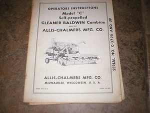 Allis Chalmers Gleaner Baldwin Modell C Mähdrescher Bedienungsanleitung - Bild 1 von 1