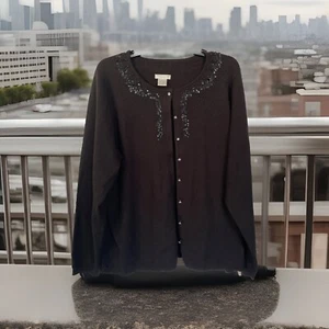 Worthington Button Cardigan - Black - Women's 2X - Picture 1 of 5