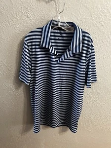 Nike Dri Fit Golf Blue Striped Polo Shirt Sz Youth Large - Picture 1 of 6