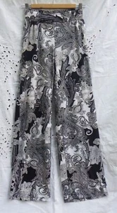 Iman black/silver/white paisley Palazzo pants XS average - Picture 1 of 5