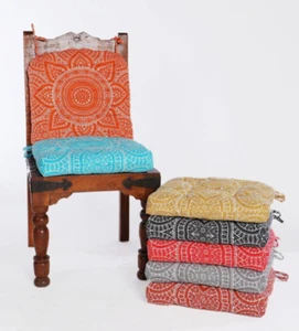Handmade Cotton Chair Seat Pads Cushions with Ties 16''x16'' for Dinning Chairs - Picture 1 of 50
