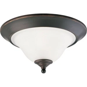Trinity 2-Light Antique Bronze Flush Mount with Etched Glass - Picture 1 of 3