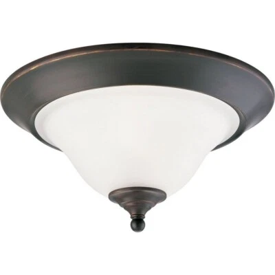Trinity 2-Light Antique Bronze Flush Mount with Etched Glass - Image 1 of 3