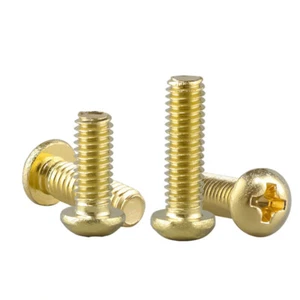 M2 M2.5 M3 M4 M5 M6 Solid Brass Round Pan Head Phillips Screws Machine Bolts - Picture 1 of 12