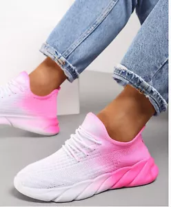 Italy Damen Sneaker weiß pink Farbverlauf Gr. 36 37 38 39 40 41 Freizeit Sport - Bild 1 von 5