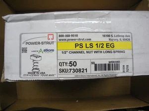 50 1/2"-13 dado a molla lungo Powerstrut Unistrut Kindorff, B-Line 1-5/8 canali dado - Foto 1 di 3