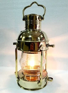 Vintage Brass Electric Lamp Maritime Ship Lantern Boat Decorative Light 15" - Picture 1 of 7