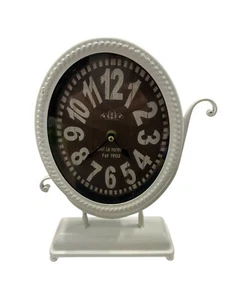 Clock-Chef Le Normand-1902 Theme Rustic Iron-Metal Glass Oval Mantle Desk 11x8” - Picture 1 of 7