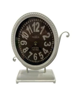 Clock-Chef Le Normand-1902 Theme Rustic Iron-Metal Glass Oval Mantle Desk 11x8” - Image 1 of 4