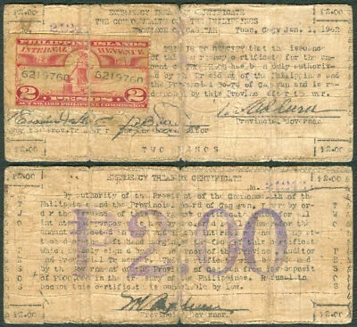2 Pesos Philippine CAGAYAN w/ Revenue Stamp WW2 Guerrilla Emergency Banknote - Image 1 of 4