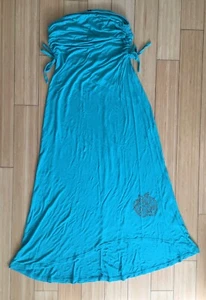 Apple Bottoms Strapless Ruched Side Tie Vintage Dress Green Aqua Small VGC - Picture 1 of 9