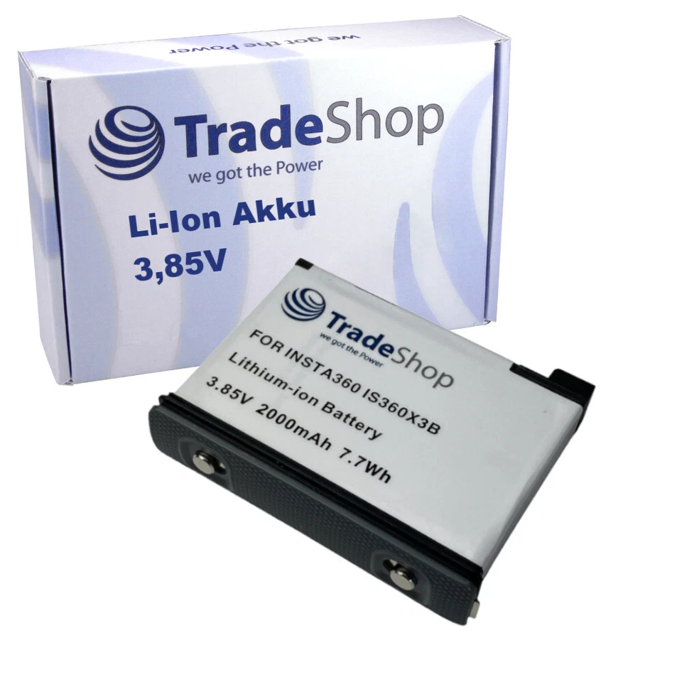 TRADE-SHOP Li-Ion Akku 3,85V / 2000mAh für Insta360 X3 ersetzt CINAQBT/A / Actionkamera