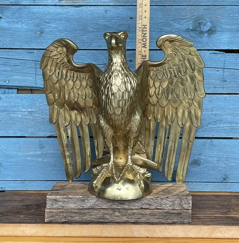 ANTIQUE VINTAGE BRASS EAGLE FLAG FINIAL POLE TOPPER PATRIOTIC 13+ Inches Cover