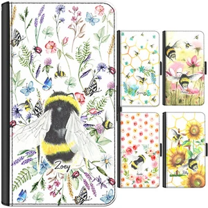 Personalised Initial Phone Case For Samsung Note20/J4/J6 Bee PU Leather Cover - Picture 1 of 21
