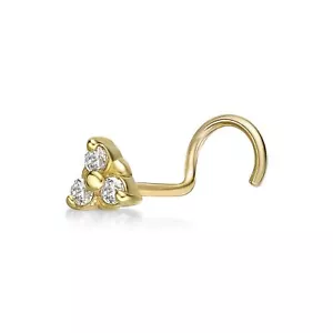 10K Yellow Gold Screw Triangle Nose Ring Jewelry With 0.03 Ct. Lab Grown Diamond - Picture 1 of 4