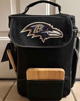 Bolso de Mano BALTIMORE RAVENS Picnic Time Duet Vino Queso con Tabla de Queso, Copas de Cuervo Foto 1 de 4
