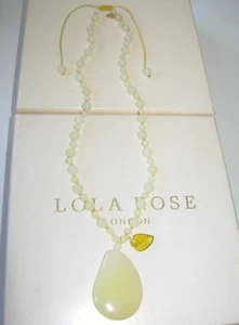 LOLA ROSE PALE YELLOW LEMON QUARTZ PEAR DROP PENDANT ADJUSTABLE NECKLACE NEW QVC - Picture 1 of 1