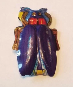 Collectible Vintage Pressed Tin Button Metal Pinback Bug Shaped Insect Badge - Picture 1 of 8