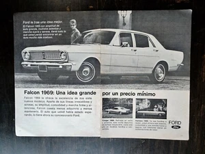 Ford Falcon 1969 Español Español De Colección Dos Páginas Anuncio Original RARO - Imagen 1 de 1