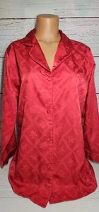 Victoria Secret Pink Heart Label Satin Red Sleep Shirt '90s Floral Medium Cotton - Picture 1 of 11