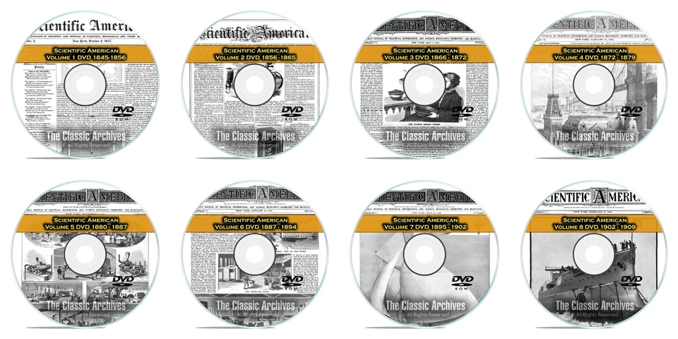 Scientific American, 3,271 Back Issues, 1845-1909, 8 DVD COMPLETE SET - Image 1 of 4