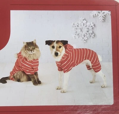2件狗猫圣诞抓绒睡衣红色和白色毛衣带连帽衫小号*阅读* — 第 1/4 张图片