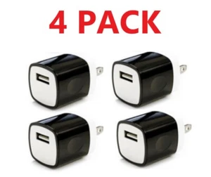 4x Black 1A USB Power Adapter AC Home Wall Charger Plug FOR iPhone Samsung LG - Picture 1 of 1