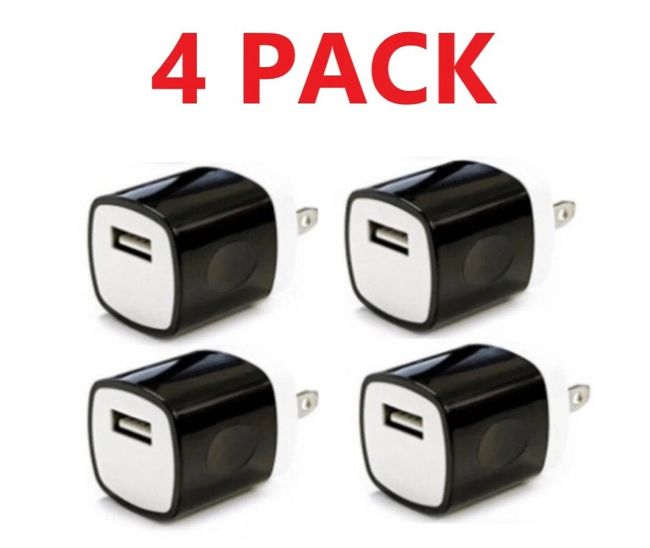 4x Black 1A USB Power Adapter AC Home Wall Charger Plug FOR iPhone Samsung LG - Image 1 of 1