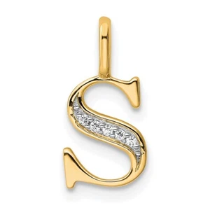 10k Yellow Gold Diamond Letter S Initial Pendant Gift for Mother - Picture 1 of 4