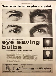 1955 Westinghouse Lightbulbs Vintage Print Ad Eye Squint Closeup - Picture 1 of 6