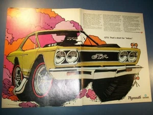 1968 Plymouth GTX 440 cartoon mag 2-pg car ad -"GTX. That's short for Adios!" - Picture 1 of 1
