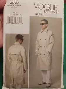 Pattern VOGUE PATTERNS V8720 men coat/belt 2011 UNCUT Size 34-40/MUU - Picture 1 of 13