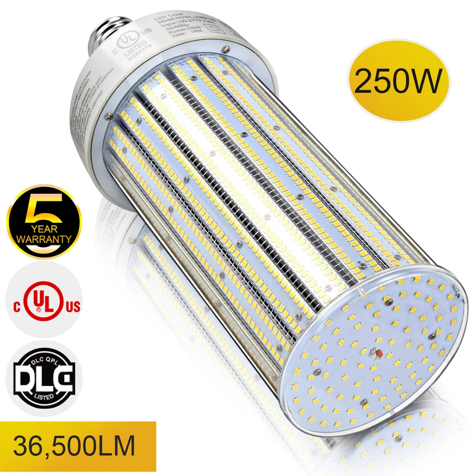 250W LED Corn Cob Bulb E39 Mogul Base Replace 1000W MH Warehouse Lighting 6000K - Image 1 of 4
