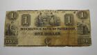 $1 1855 Paterson New Jersey NJ Obsolete Currency Bank Note Bill! Mechanics Bank