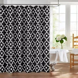 Textured Fabric Shower Curtain Black Morocco Pearl Linen Bathroom Decor 72"x72" - Picture 1 of 10