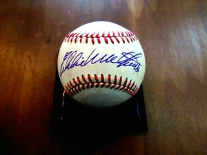 EDDIE MATHEWS 500 HR CLUB BRAVES HOF SIGNED AUTO FEENEY GAME USED BASEBALL JSA - Picture 1 of 3