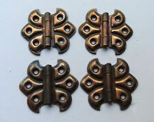 TWO Pair of Antique Vintage Copper and Steel Butterfly Cabinet Hinges