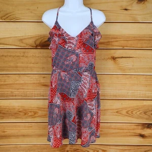 Charlotte Russe Short Sundress Womens S Red Paisley Spaghetti Straps Lightweight - Picture 1 of 8