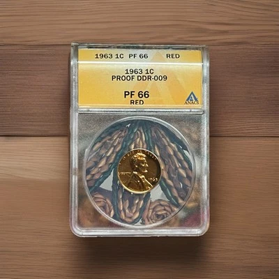 1963 Lincoln Cent ANACS PF66 Red – Doubled Die Reverse DDR-009 – Beautiful - Image 1 of 4