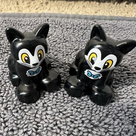 LEGO DUPLO Disney Figaro Black Cat Blue Bow Tie 10873 Lot of 2