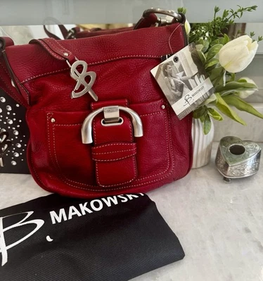 Bolso Bandolera Convertible B Makowsky Cuero Guijarro Rojo Vacaciones Foto 1 de 4
