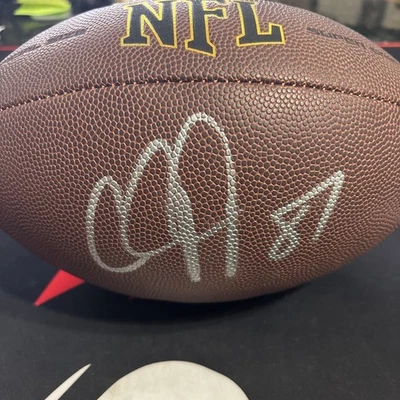 Calvin Johnson / Logotipo dourado autografado da marca Wilson NFL tamanho completo futebol americano / certificado de autenticidade - Imagem 1 de 4