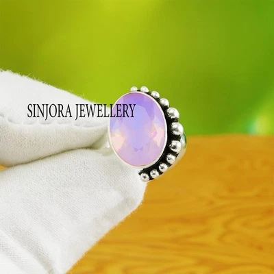 Rose Quartz  Gemstone 925 sterling silver handmade Gift Ring US size 5 to 13 - Image 1 of 4