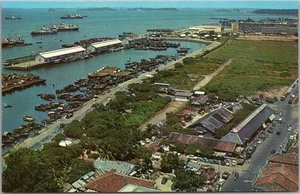 Postal vintage de Singapur Asia años 60 vista aérea / cuenca Telok Ayer / sin usar - Imagen 1 de 2