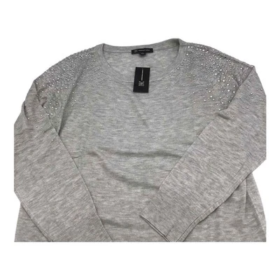  INC International Concepts 女式小号毛衣灰色水钻装饰全新带标签 — 第 1/4 张图片