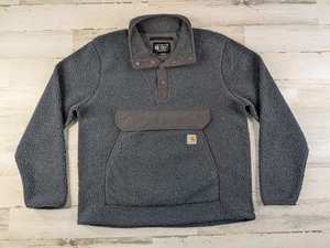 Carhartt Jacket Mens Medium Relaxed Fit Deep Pile Sherpa Anorak Fleece Pullover - Picture 1 of 12
